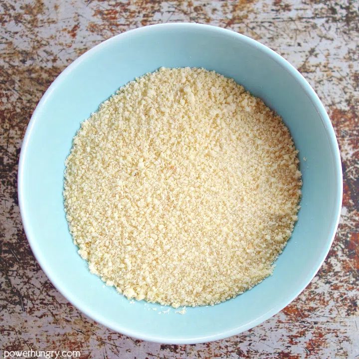 small light blue bowl of almond flour