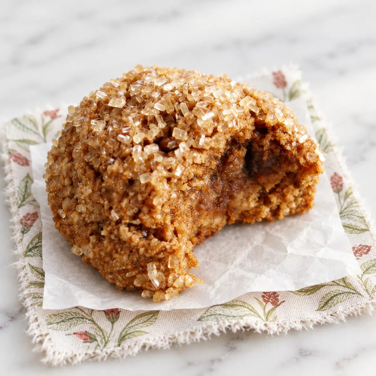 a single bitten almond flour gingerbread cookie