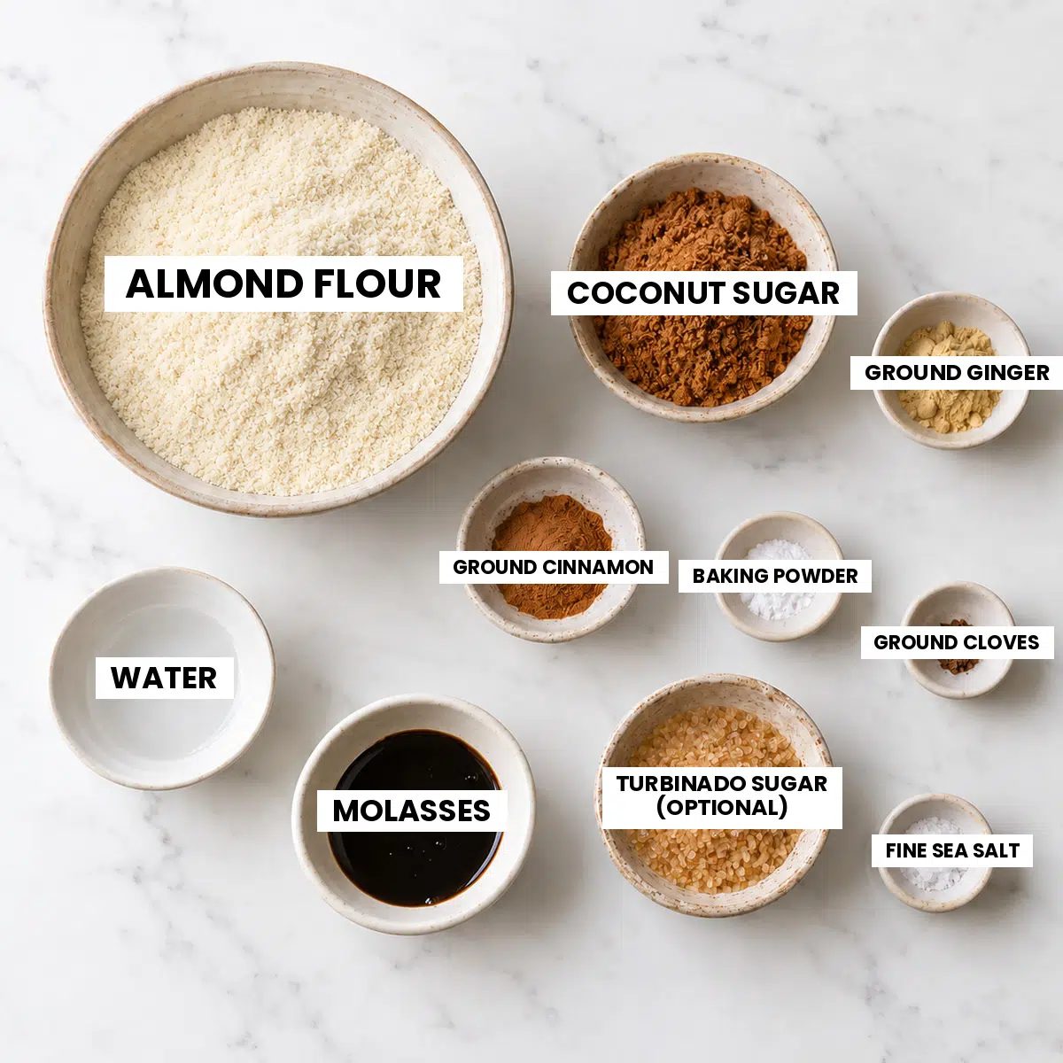 ingredients for almond flour gingerbread cookies