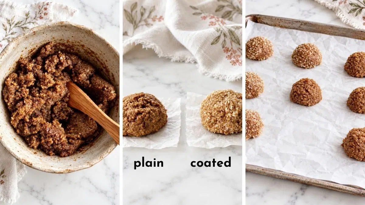 preparation steps for almond flour gingerbread cookies