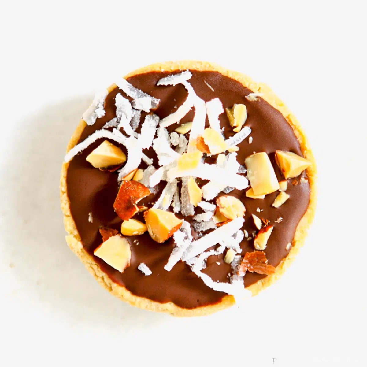 overhead shot of an almond joy protein bar