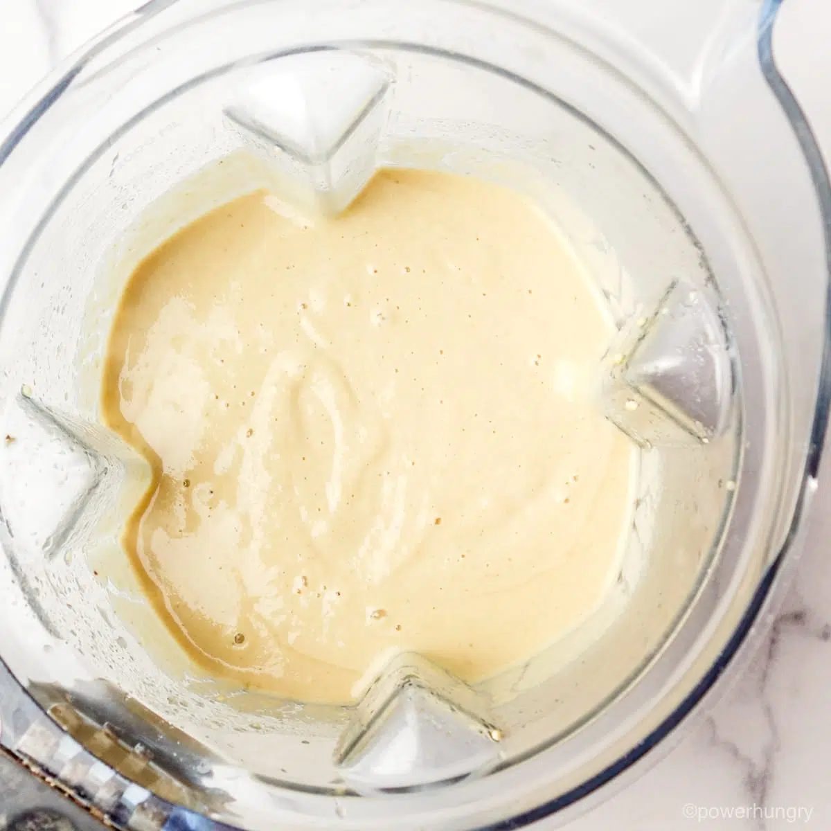overhead photo of applesauce millet bread batter