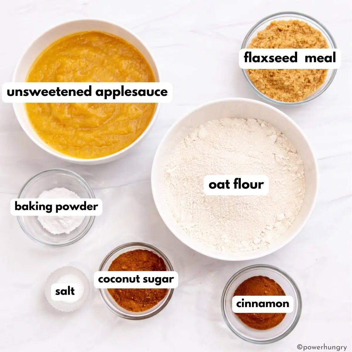 ingredients for applesauce oat flour muffins