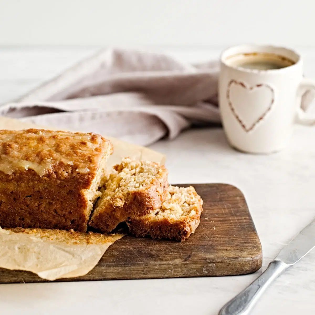 vegan applesauce bread on a cutting board