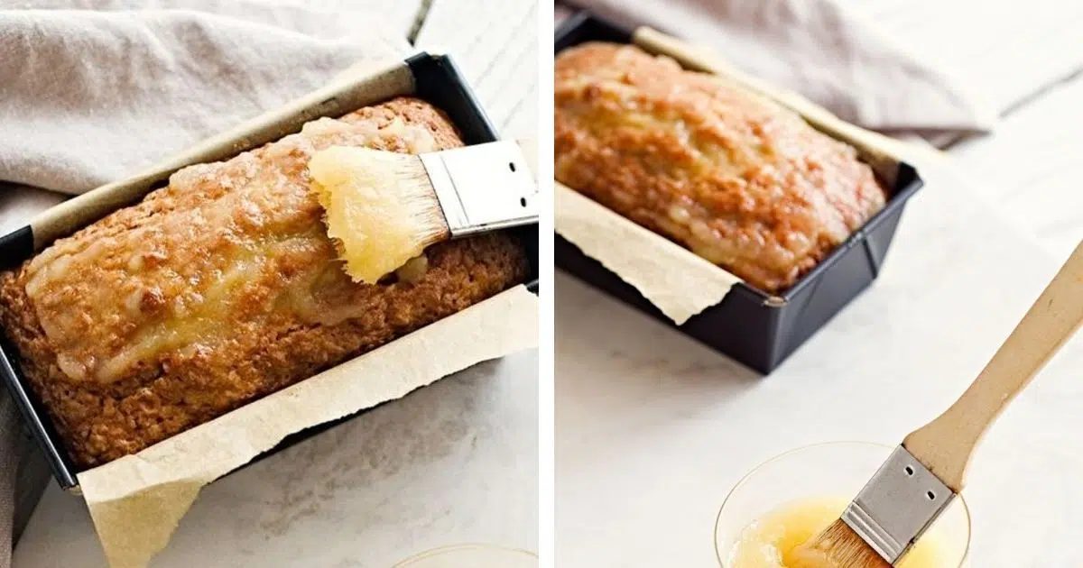 applesauce oat bread getting applesauce glaze
