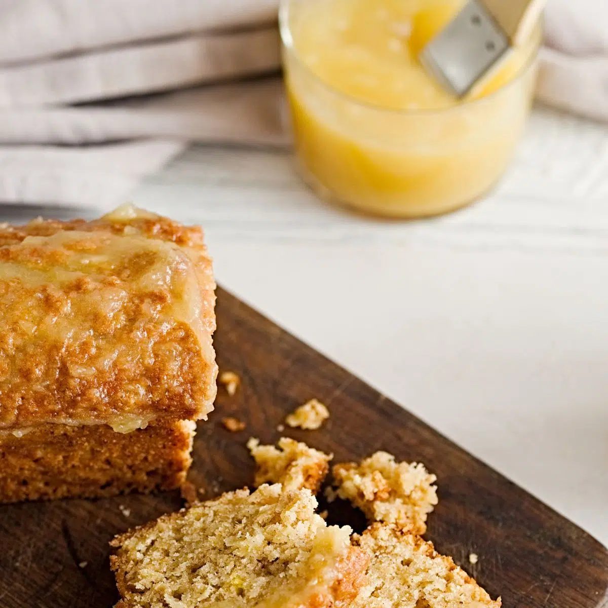 oat flour appleasauce bread on a board