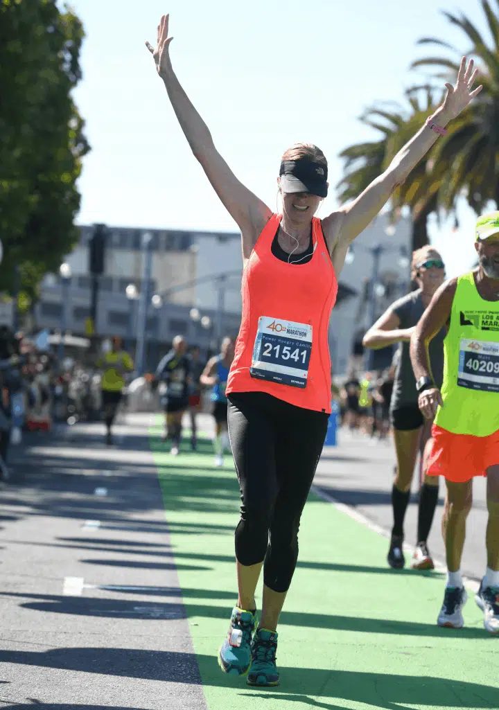 me crossing the finish line at the san francsico marathon