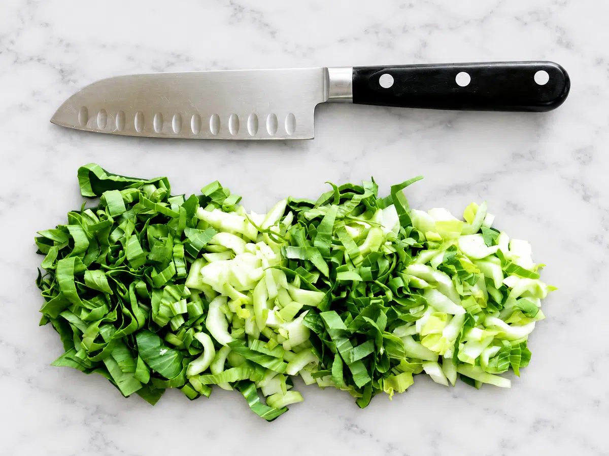 chopped vegetables for bok choy salad