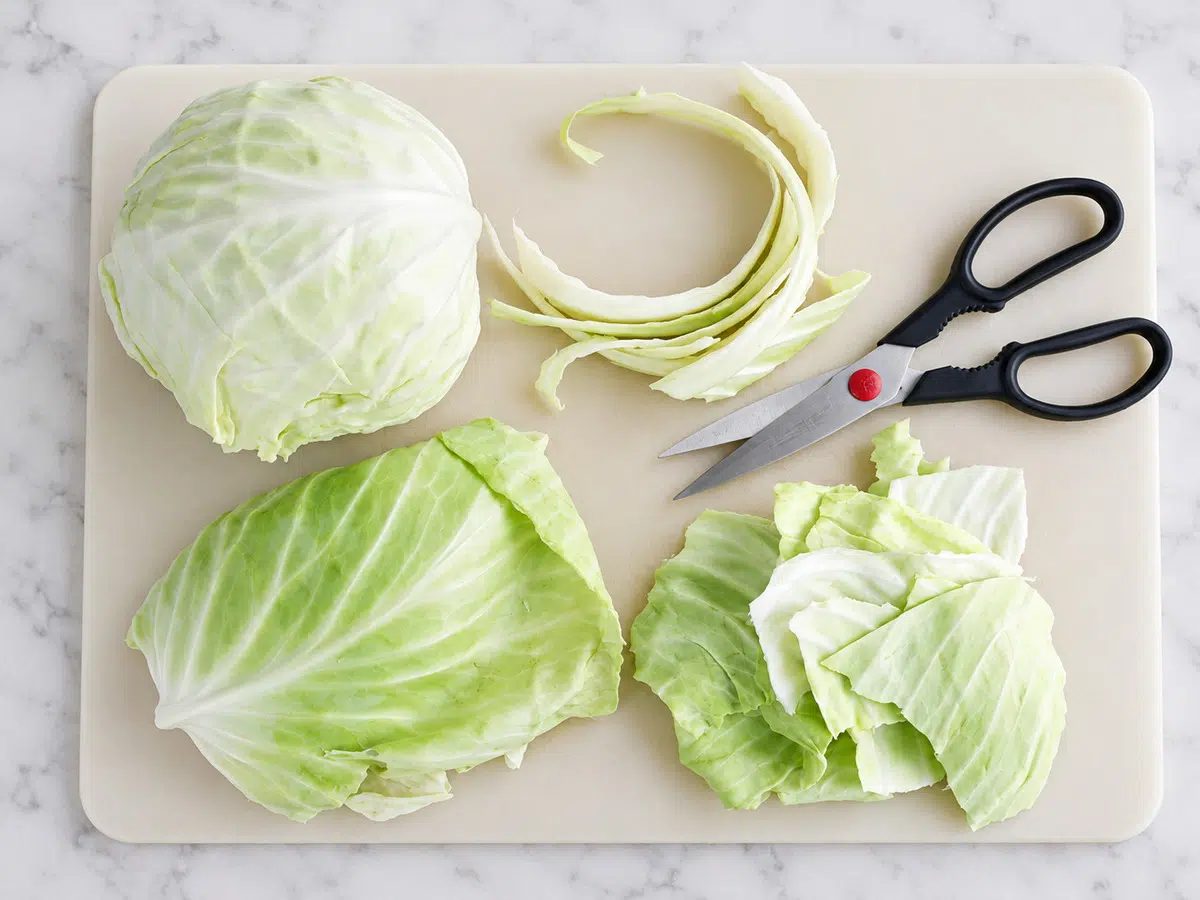cabbage chip processing the leaves