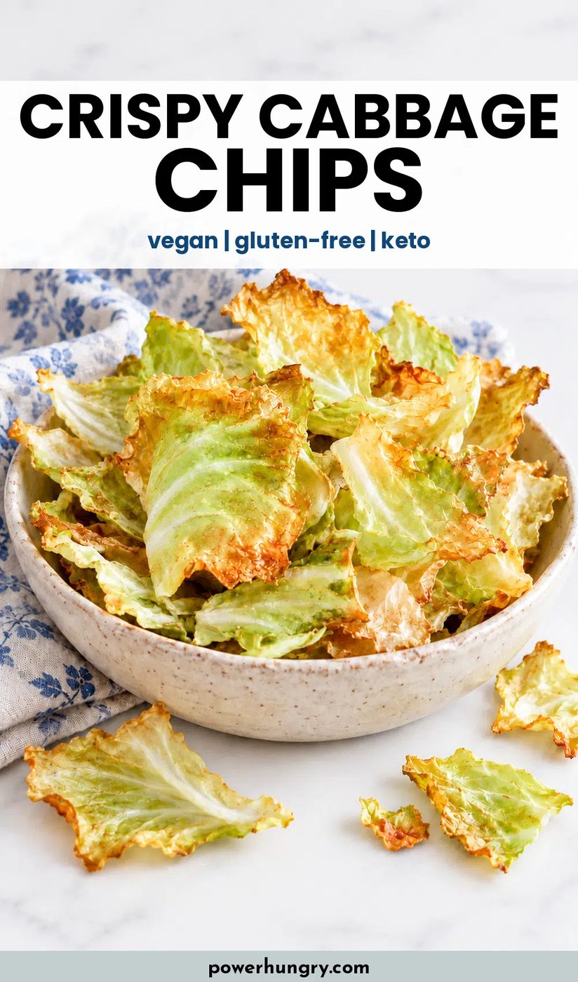 crispy baked cabbage chips pinterest pin