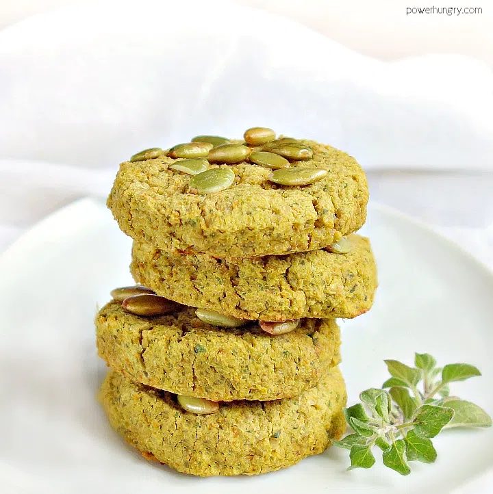 pepita falafel piled on a white plate