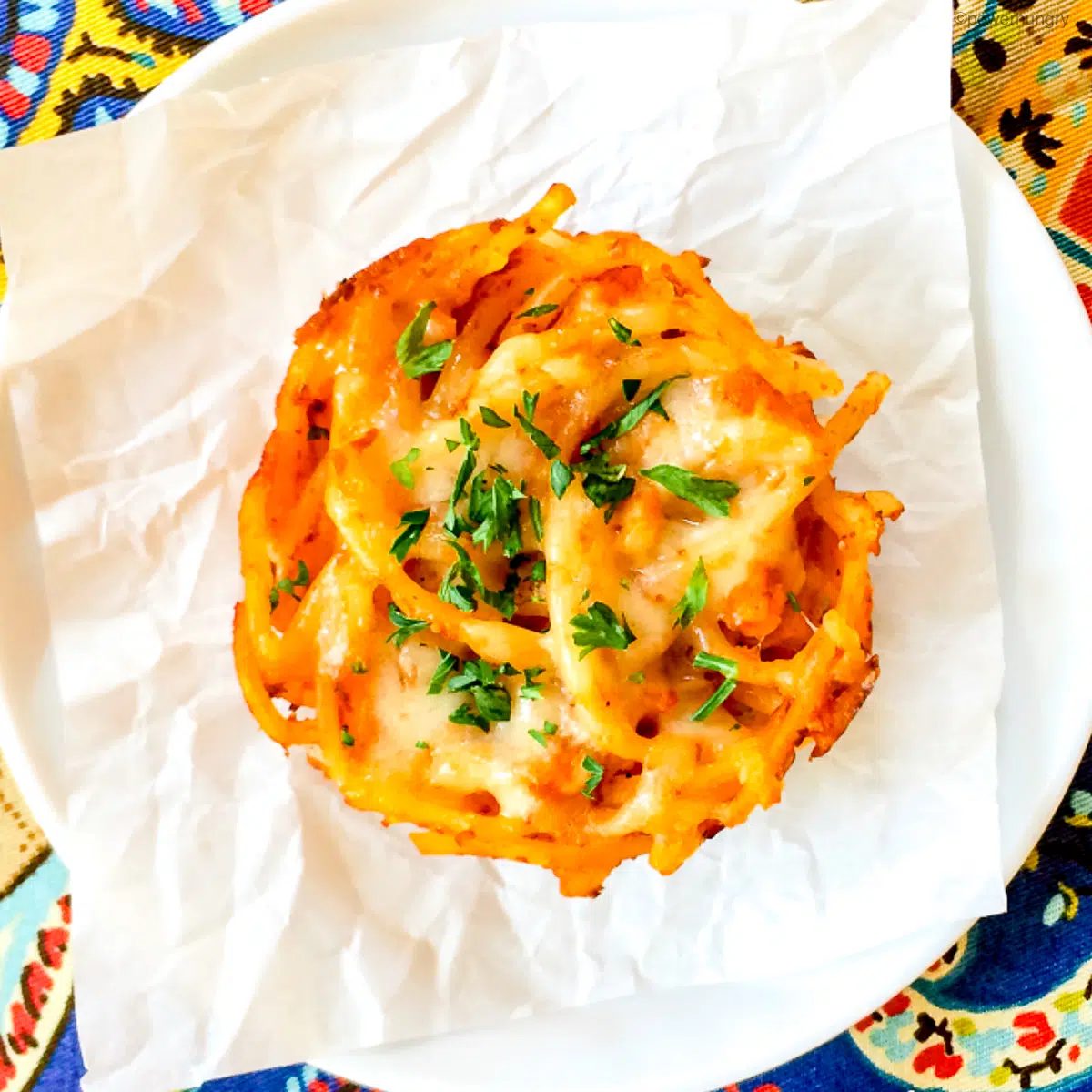 baked spaghetti mini on a plate