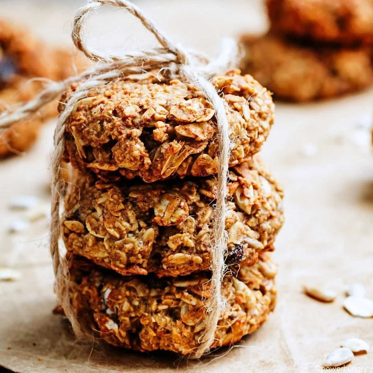 a stack of banana oat protein cookies