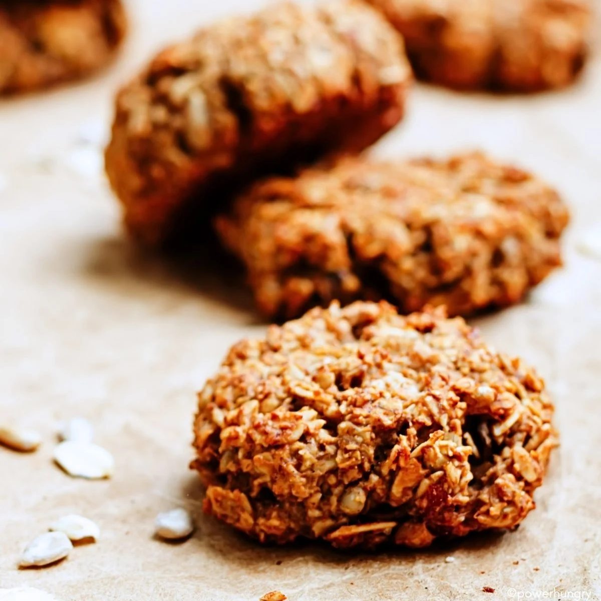 banana oat protein cookies on a baking sheet