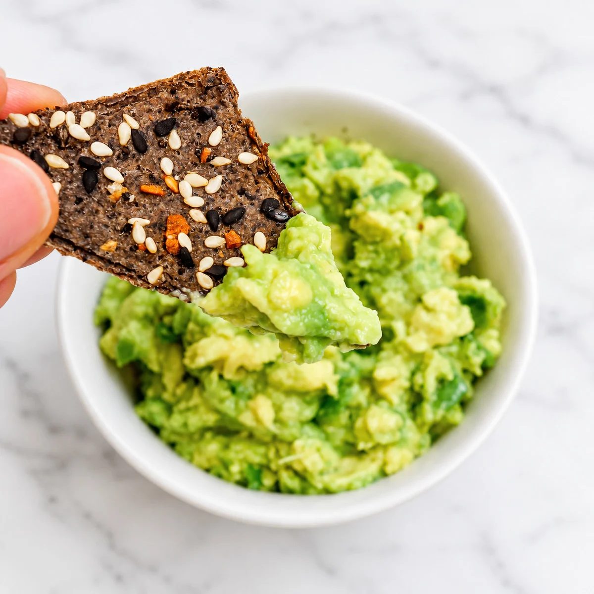 black bean chips with guacamole