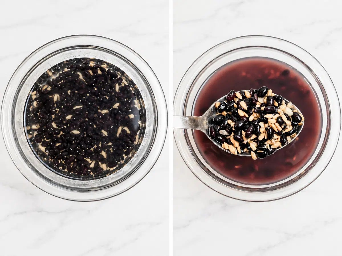 quick soak the beans and seeds for black bean chips