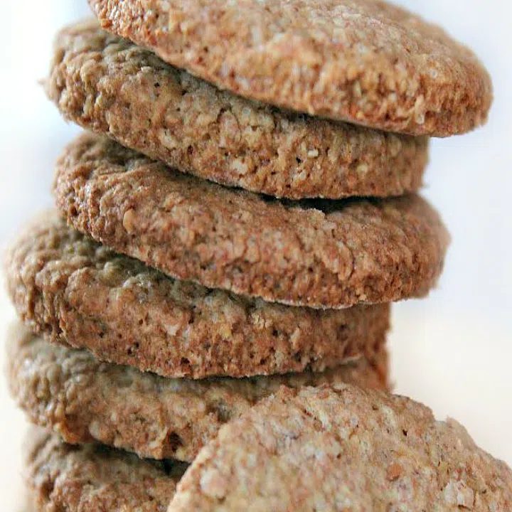 stack of buckwheat almond shortbread with a white background