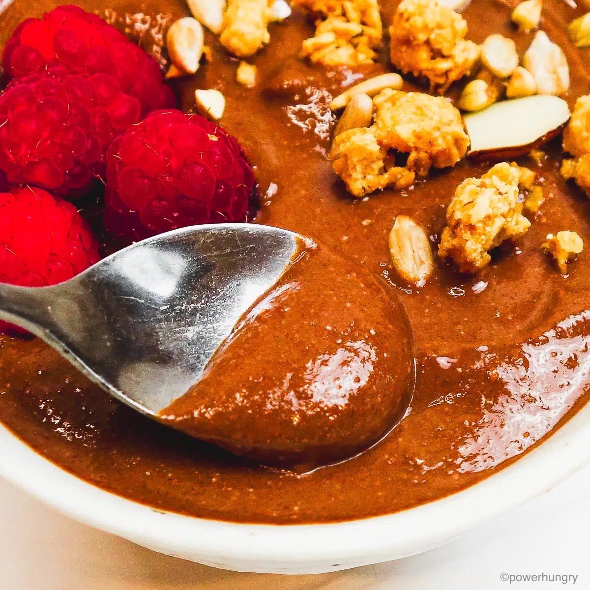 close up of buckwheat chocolate pudding