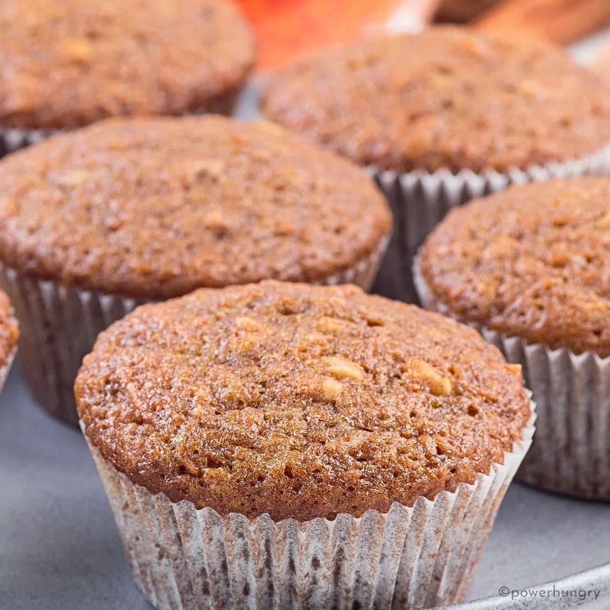 close up of a buckwheat carrot muffin