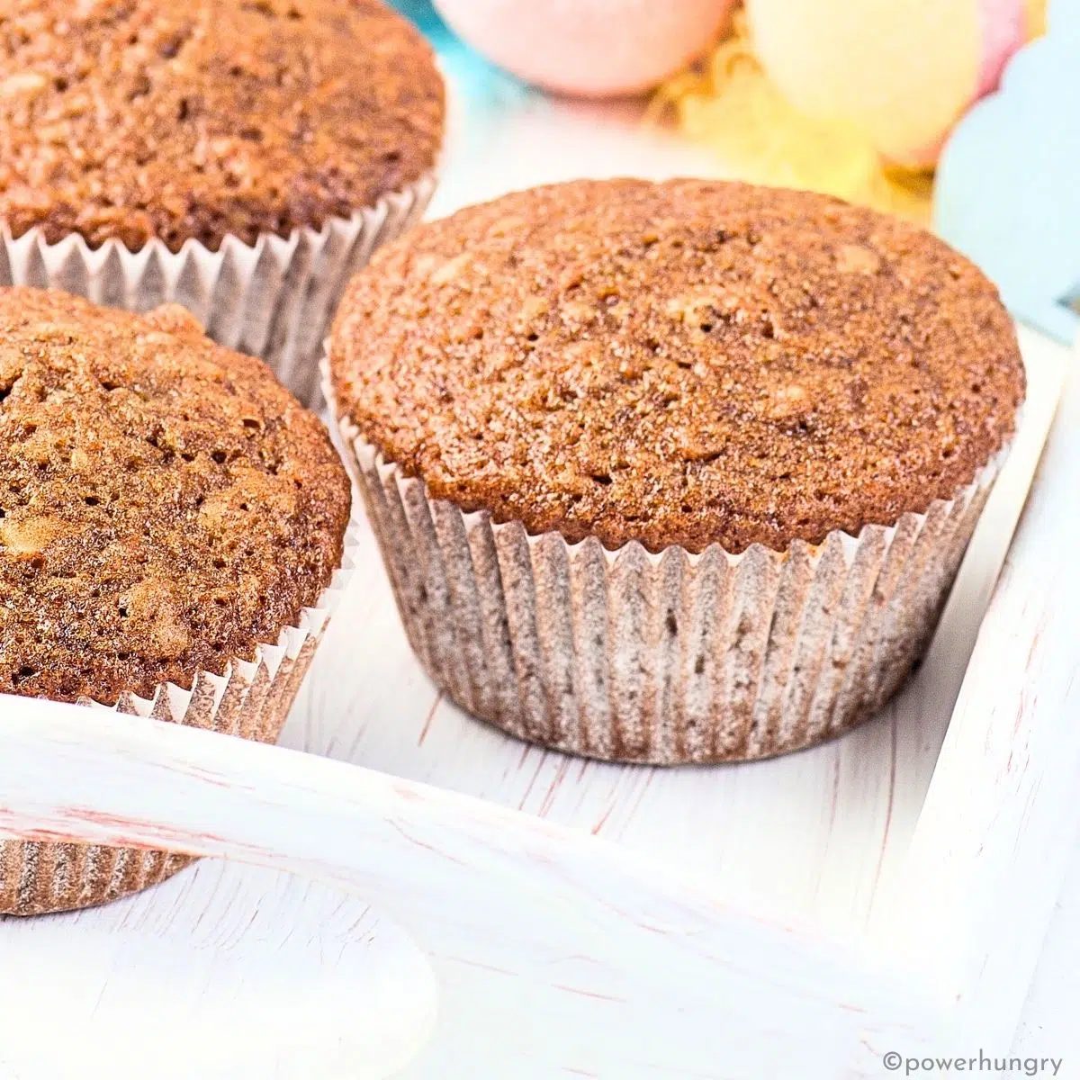 buckwheat flour carrot muffins on a white tray