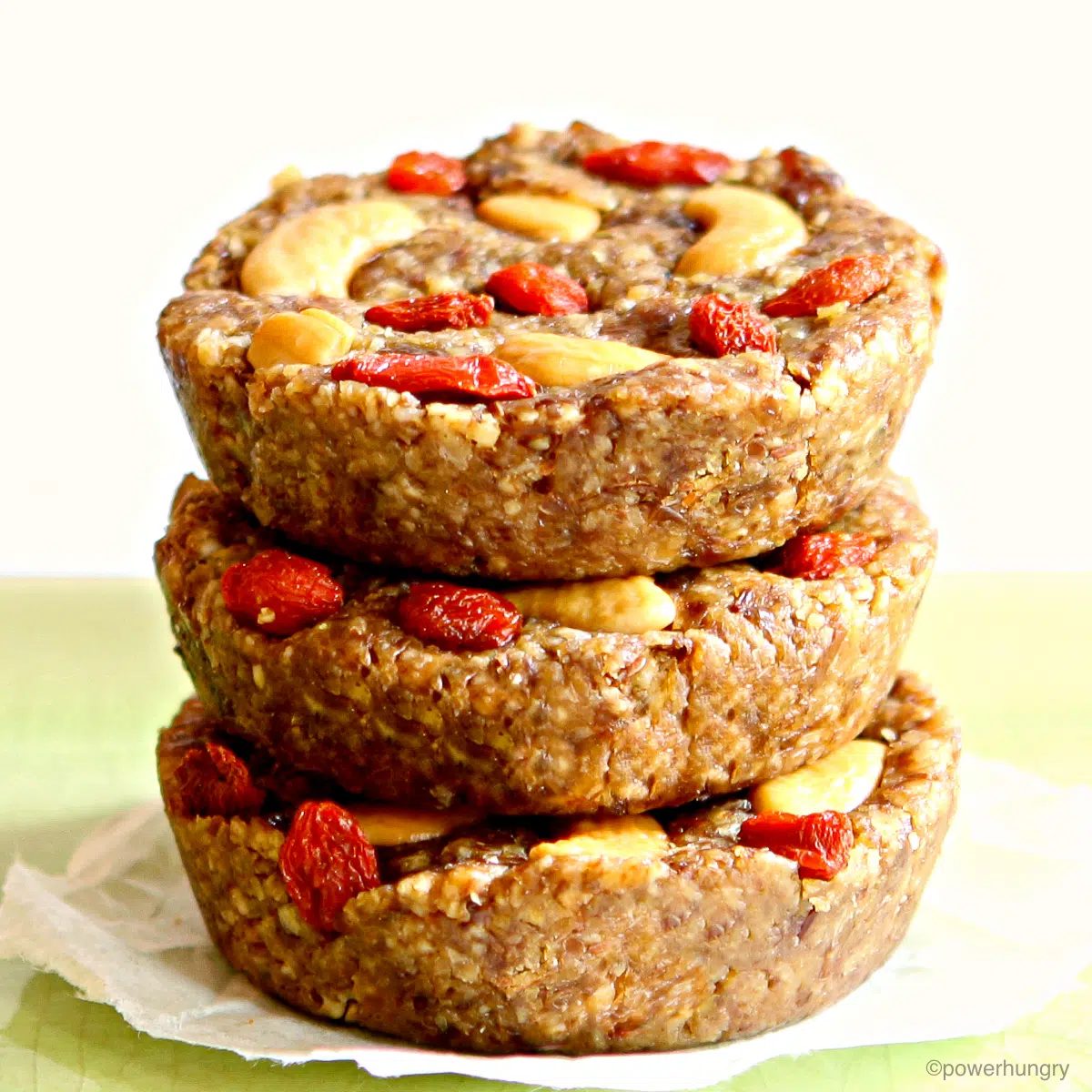 a stack of no bake cashew energy bars