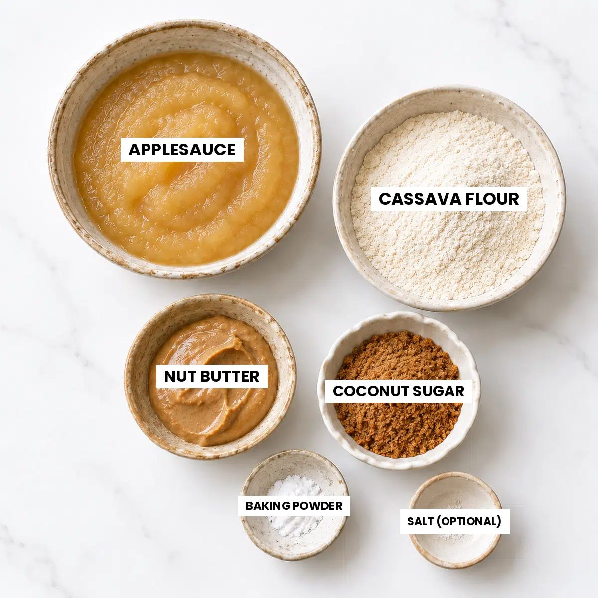 ingredients for cassava flour applesauce cookies