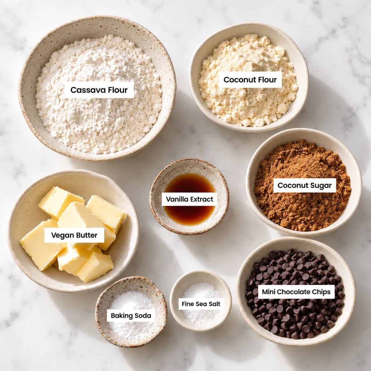 ingredients for vegan cassava flour cookies