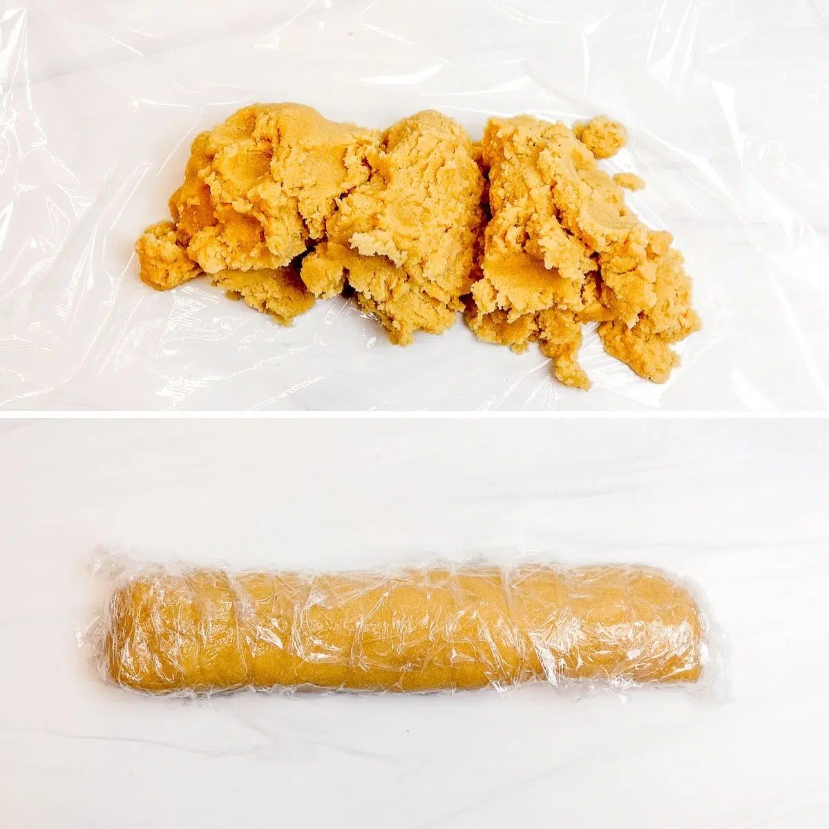 cassava flour shortbread cookie dough shaped into a log