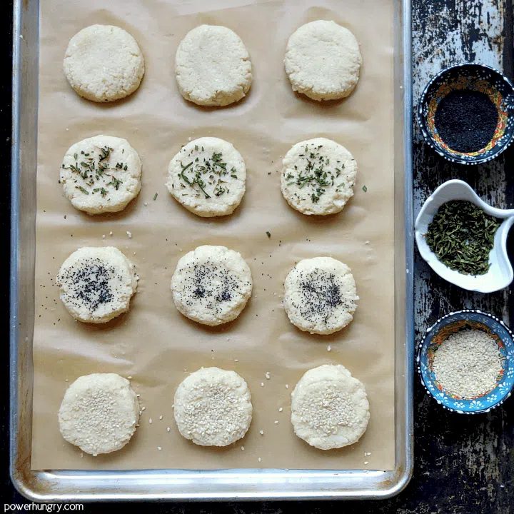 Unbaked grain-free and vegan cauliflower biscuits made with 4 ingredients