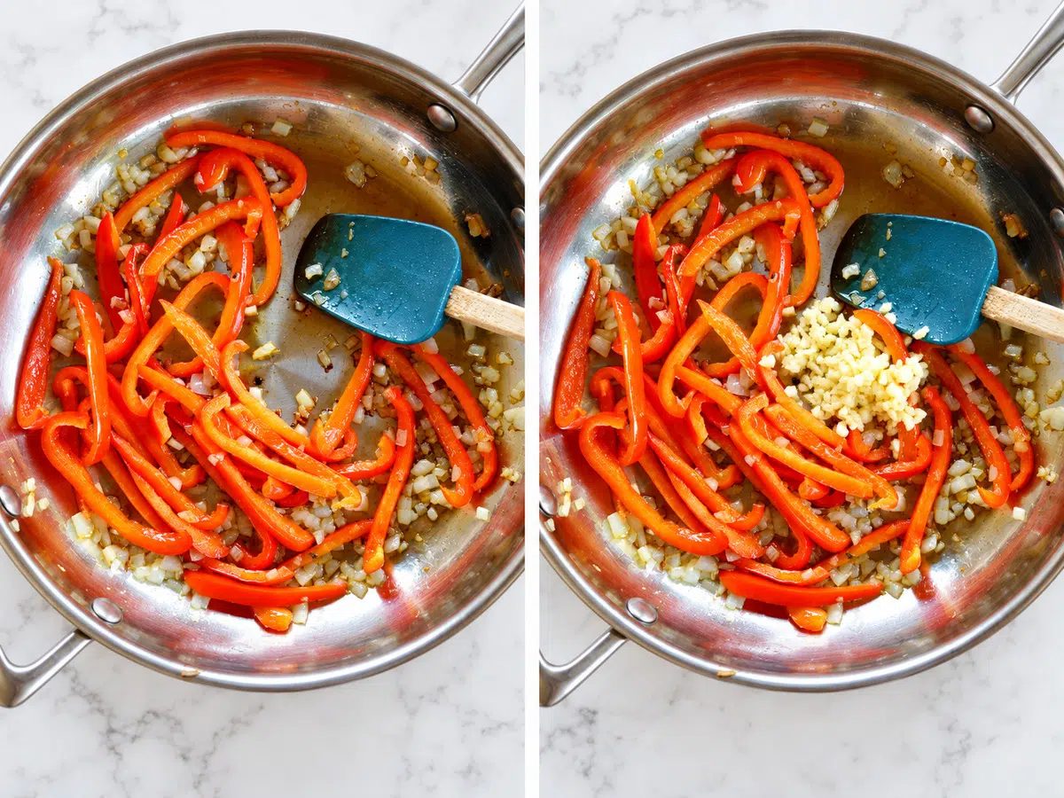 sautéed vegetables for cauliflower and bean paella