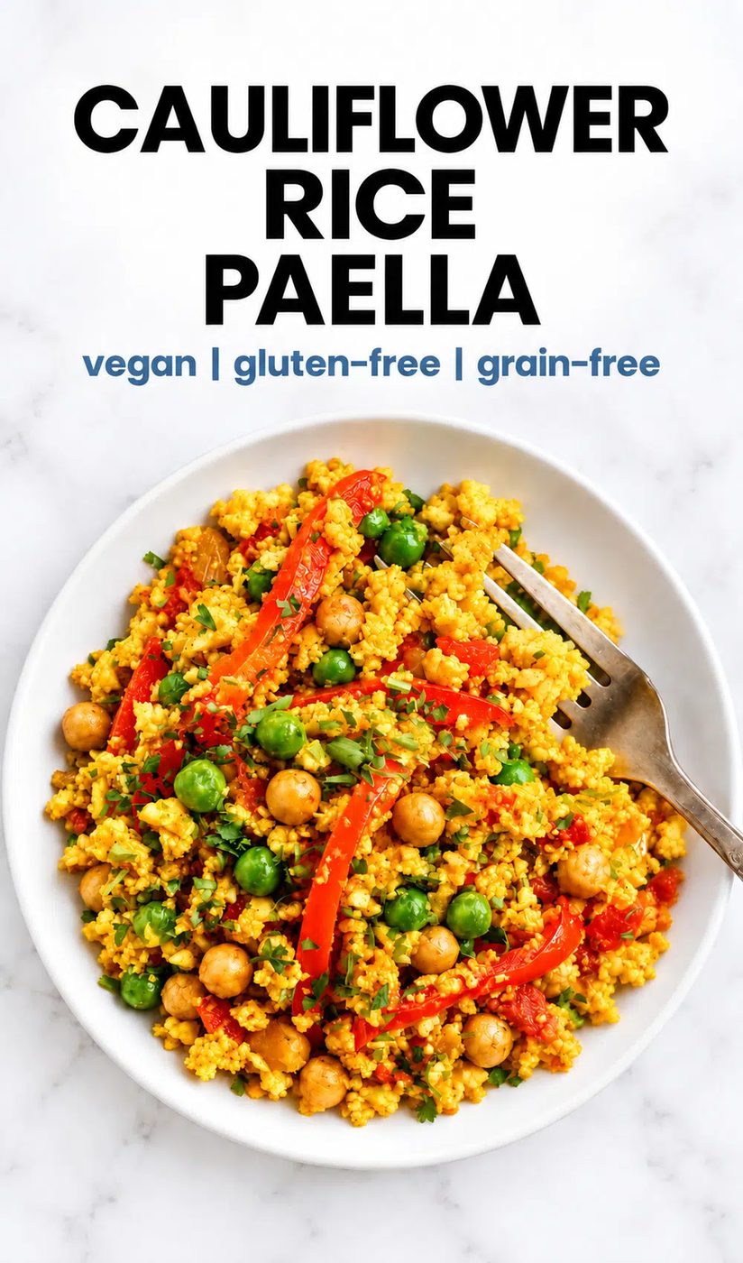 cauliflower and bean paella pinterest pin