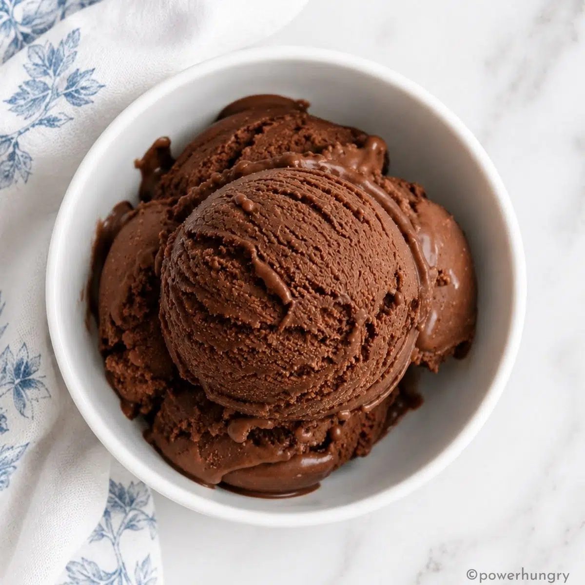 overhead shot of vegan chickpea chocolate ice cream