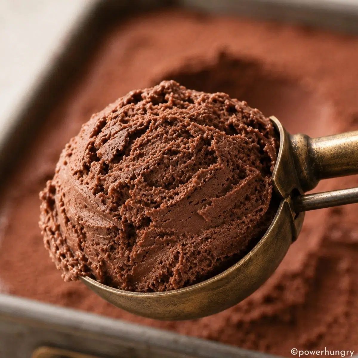 scoop of chocolate chickpea ice cream