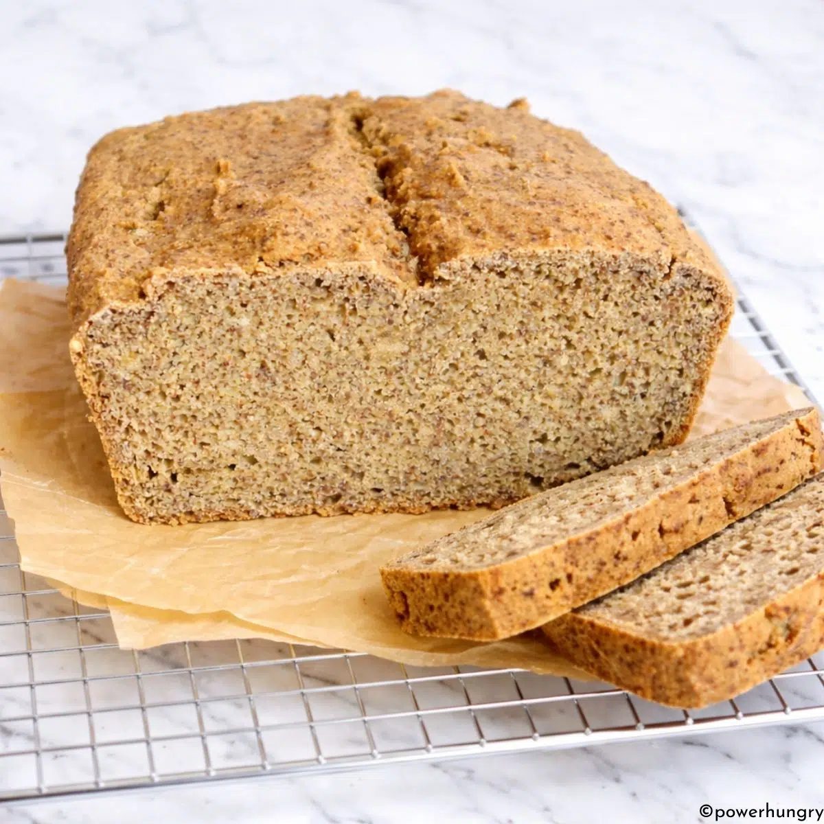 sliced loaf of chickpea flour flax bread
