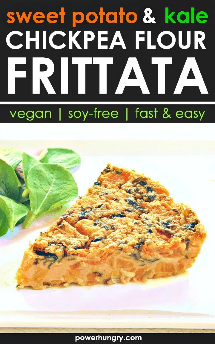 sweet potato and kale chickpea flour frittata slice