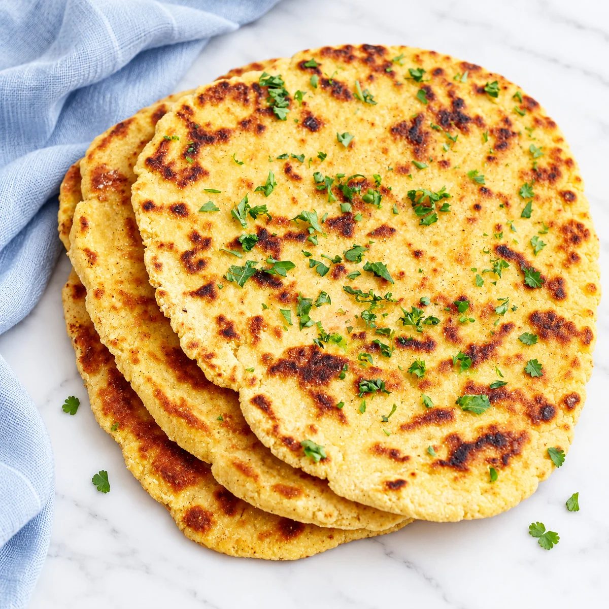 chickpea flour naan overhead image