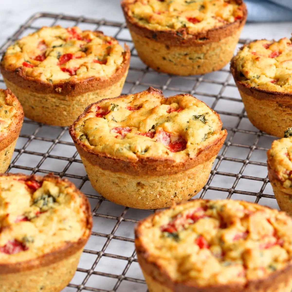 chickpea flour quiches on a cooling rack