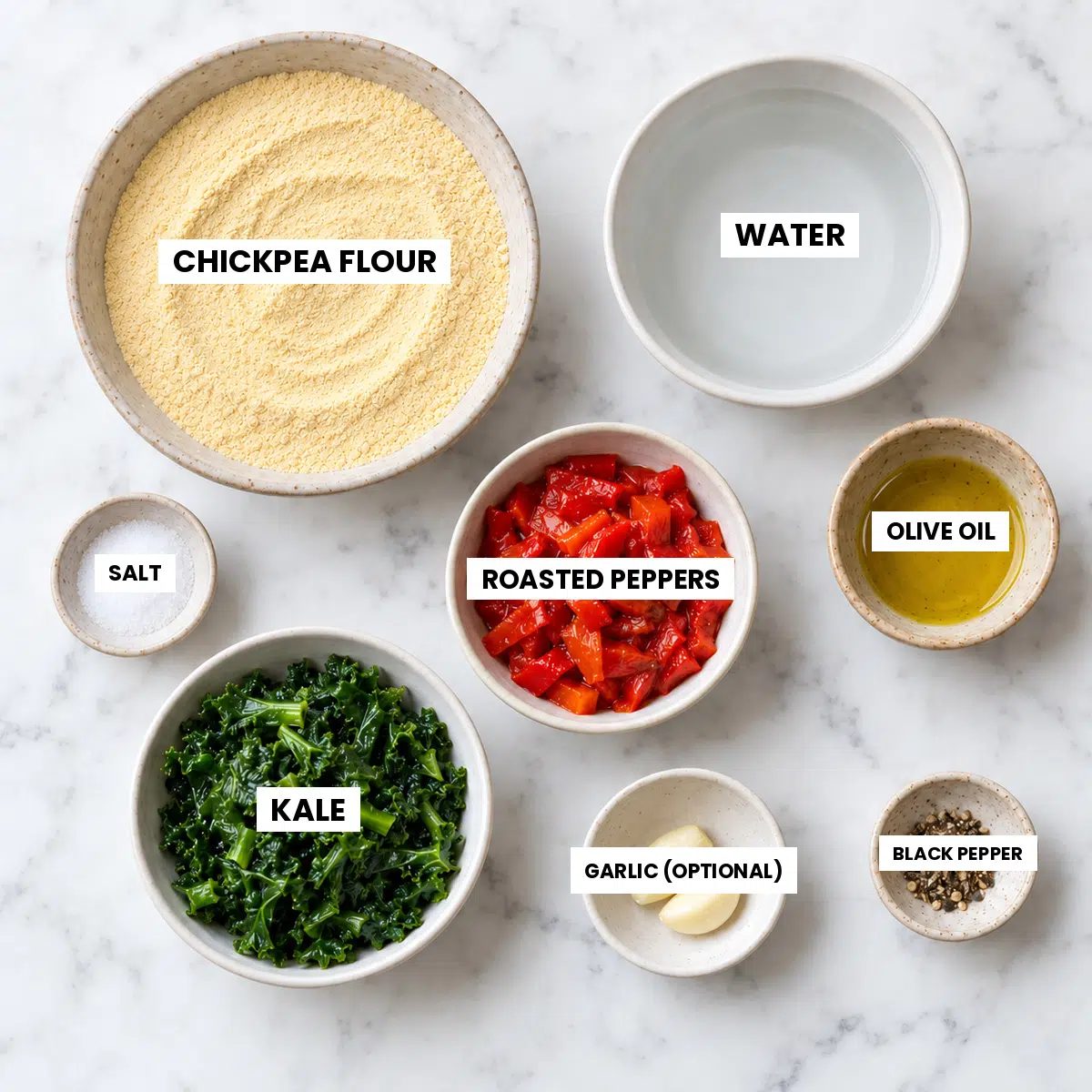 ingredients for chickpea flour quiches