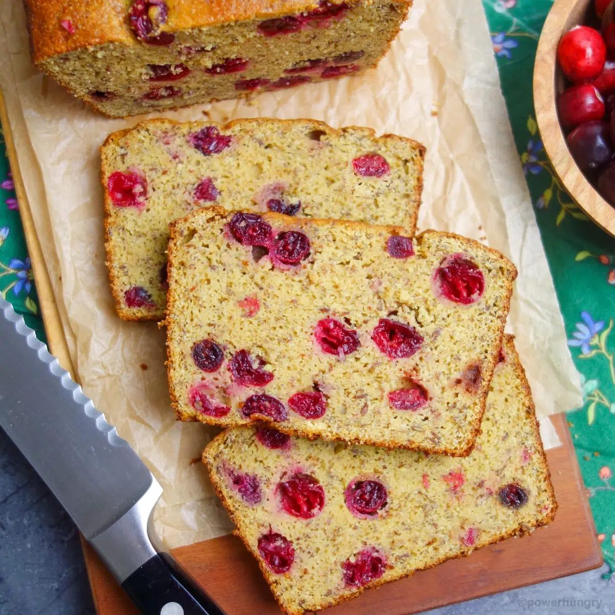Vegan Cranberry Orange Chickpea Flour Bread (Oil-free, GF)