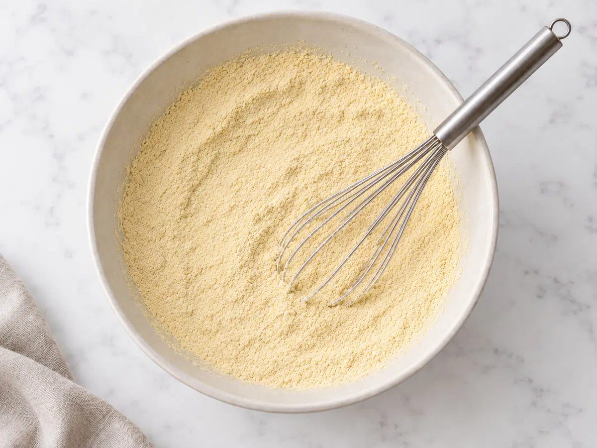 whisked dry ingredients for chickpea flour bread