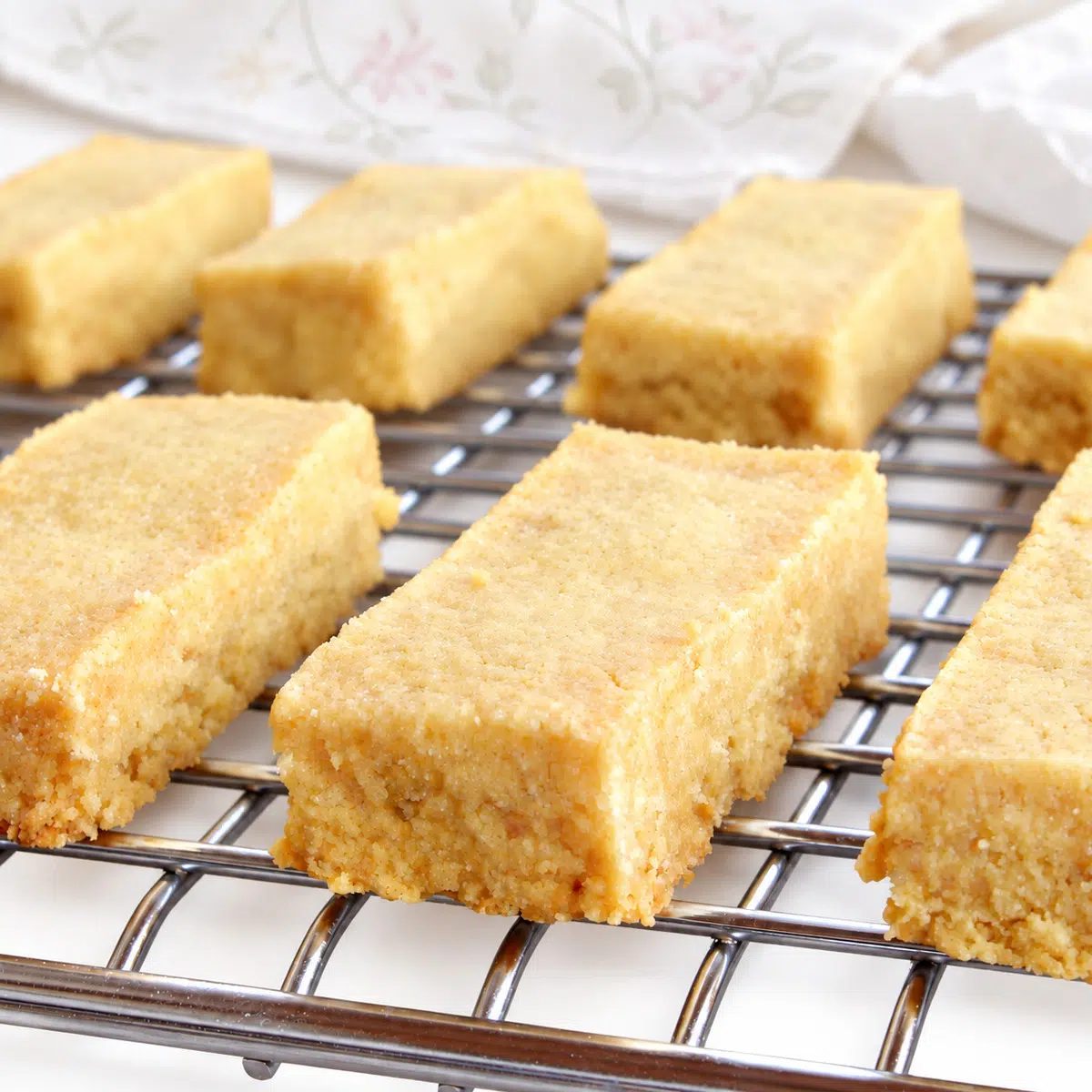 chickpea flour shortbread cooling on a rack
