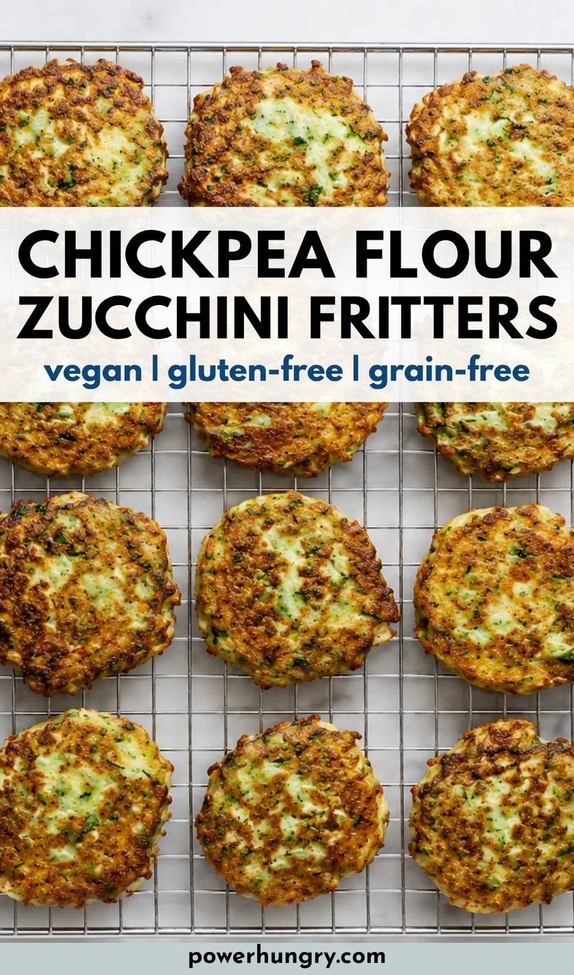 cooling rack filled with zucchini chickpea fritters