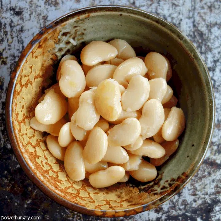 Beans for chickpea pasta e fagioli soup that is vegan, grain-free, and high in protein