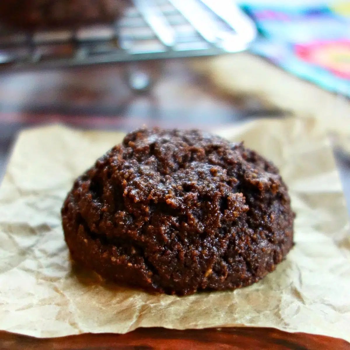 a single vegan chocolate almond flour cookie
