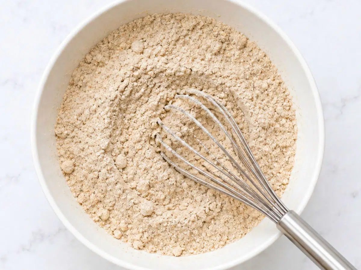 dry ingredients for vegan chocolate buckwheat muffins