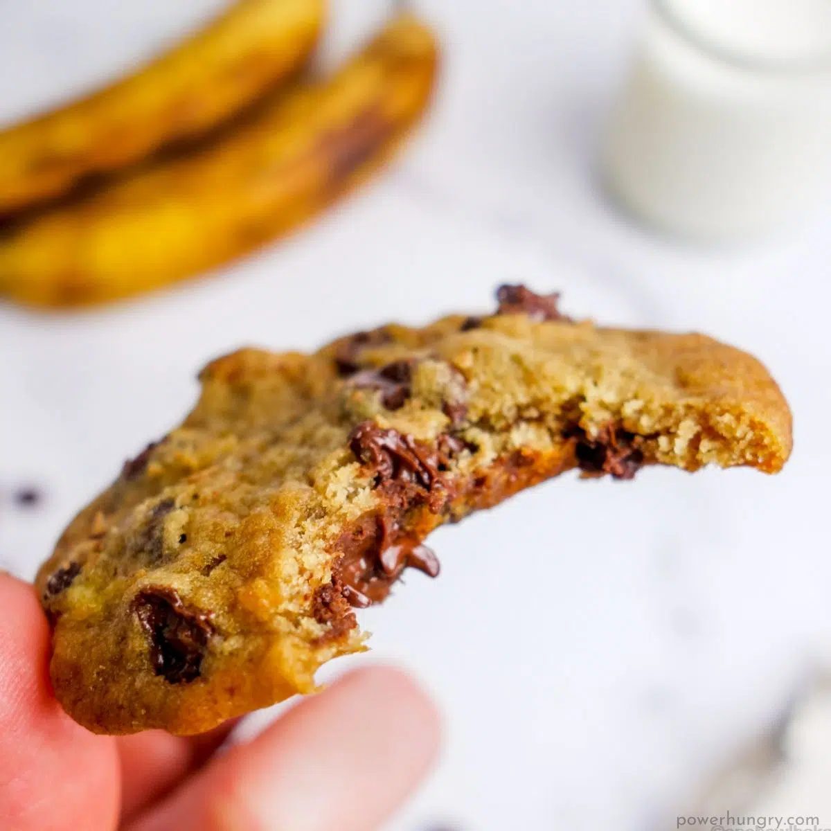chocolate chip cookie with a bite taken out