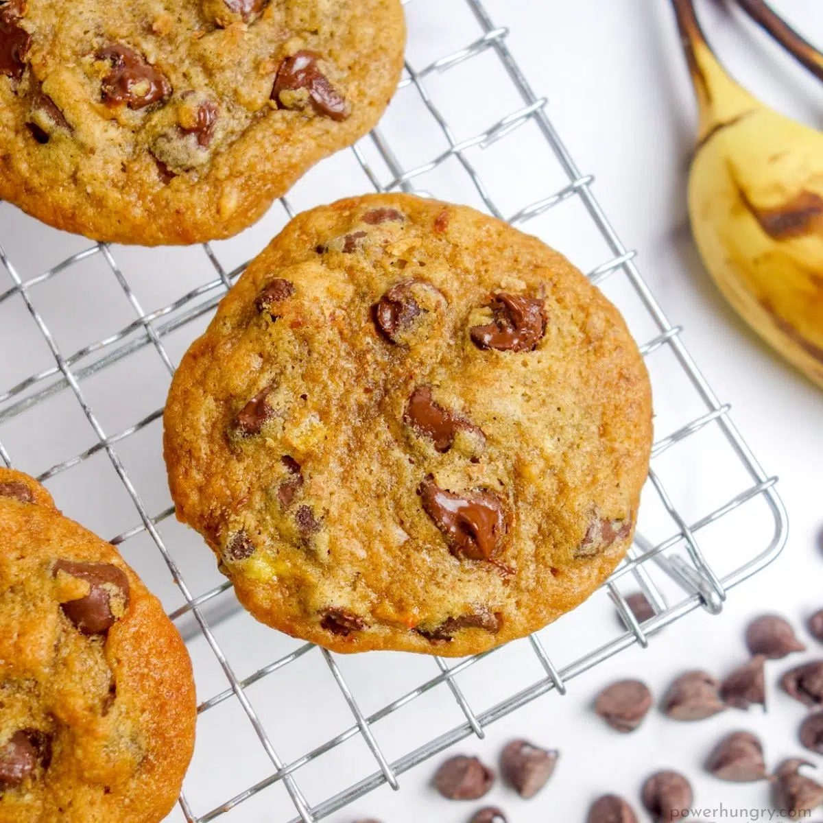 banana chocolate chip vegan oil-free cookies, cooling