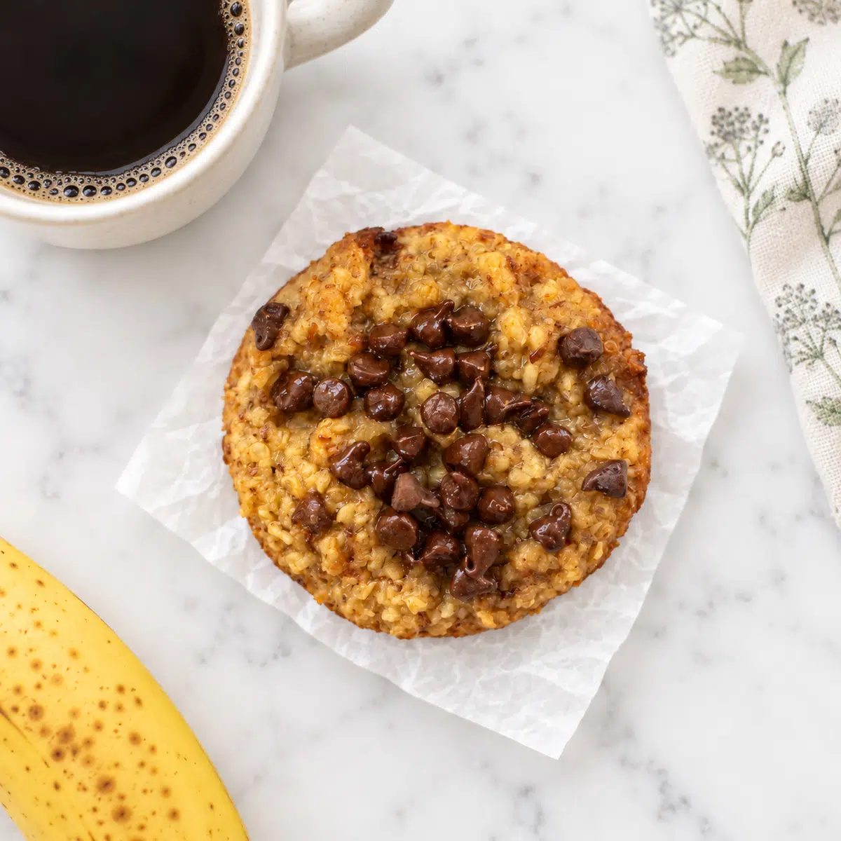 quinoa chocolate chip banana cookies breakfast serving idea, overhead