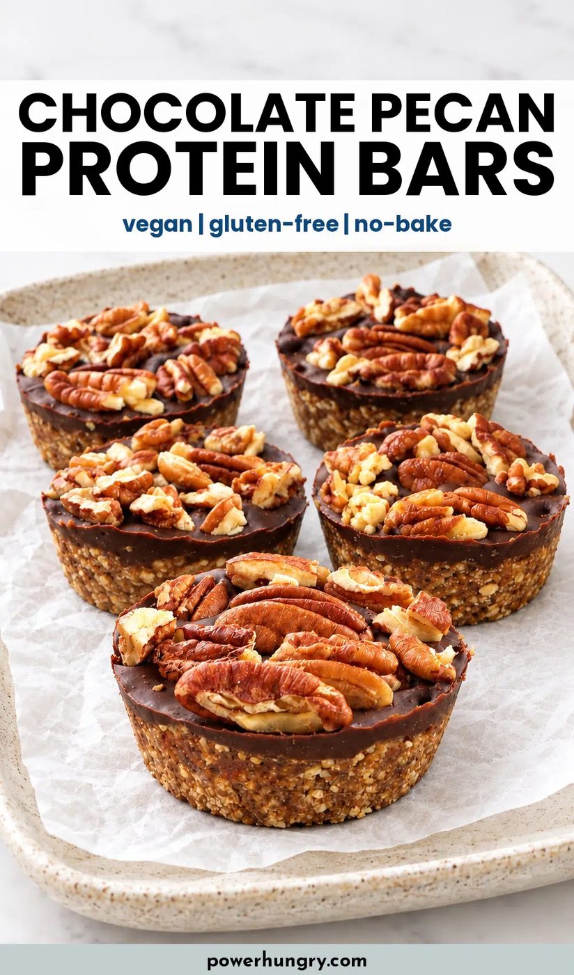 vegan chocolate pecan pie protein bars pinterest pin