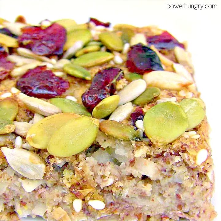 chilled and cut bar of coconut flour baked porridge